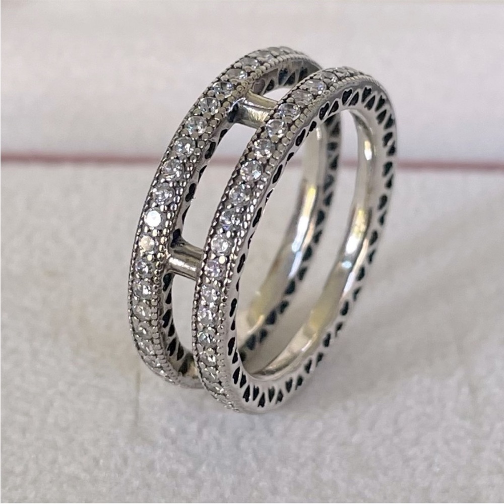 Pandora Silver Double Band Ring